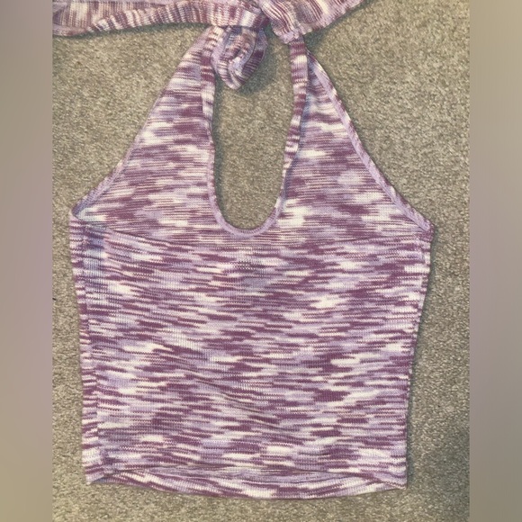 Purple Fine-Knit Cropped Halter Top | H&M | Size: S - Picture 2 of 3